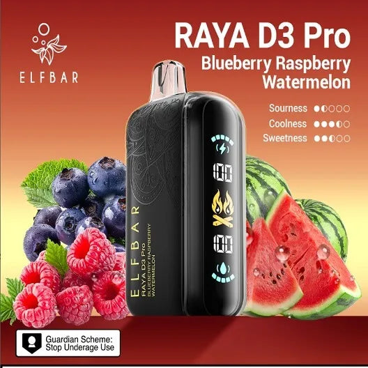 Elf Bar Raya D3 Pro 30K Blueberry Raspberry Watermelon - Vape Shop Ahmedabad Vapeshopahmedabad