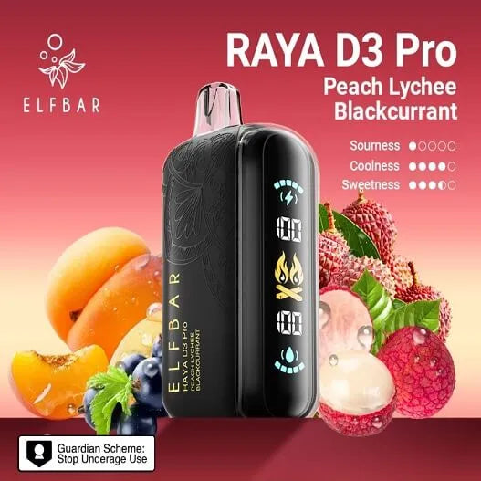 Elf Bar Raya D3 Pro 30 K – Peach Lychee Blackcurrant - Vape Shop Ahmedabad Vapeshopahmedabad