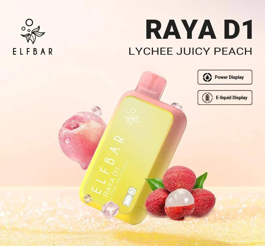 ELF BAR RAYA D1 – Lychee Juicy Peach - Vape Shop Ahmedabad Vapeshopahmedabad