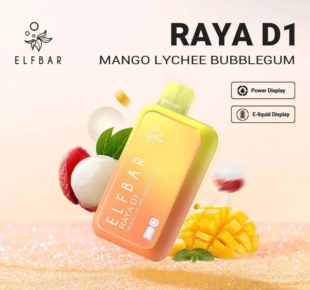 ELF BAR RAYA D1 – Mango Lychee Bubblegum - Vape Shop Ahmedabad Vapeshopahmedabad
