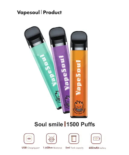 VapeSoul Smile II Rechargable Disposable Vape (1500Puffs) India | Vape Shop Ahmedabad Vape Shop ahmedabad